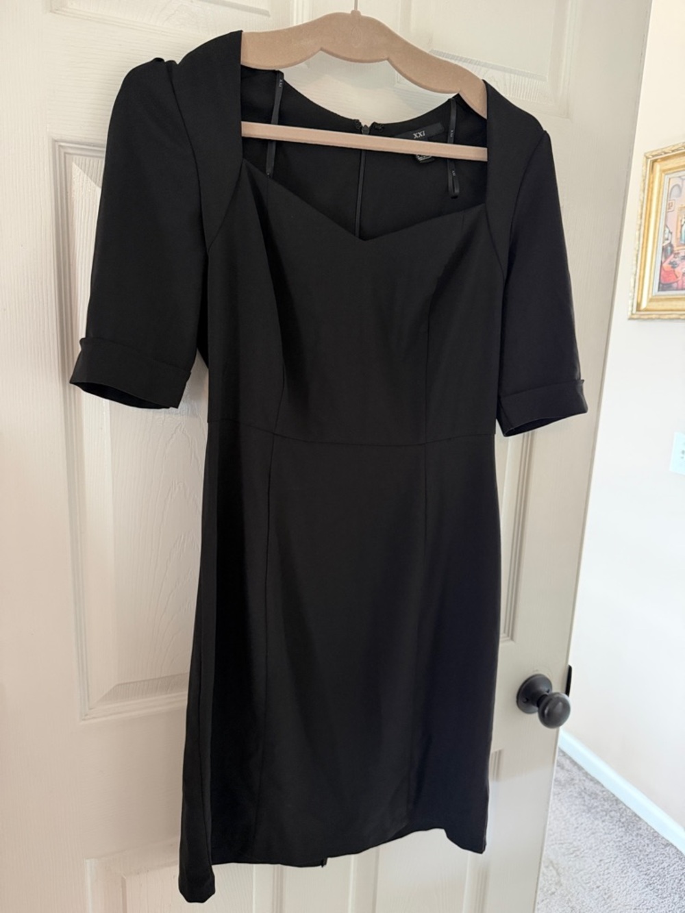 New Classic Little Black Women's Sheath Dress Bodycon Slit V Neck Sexy Fitted